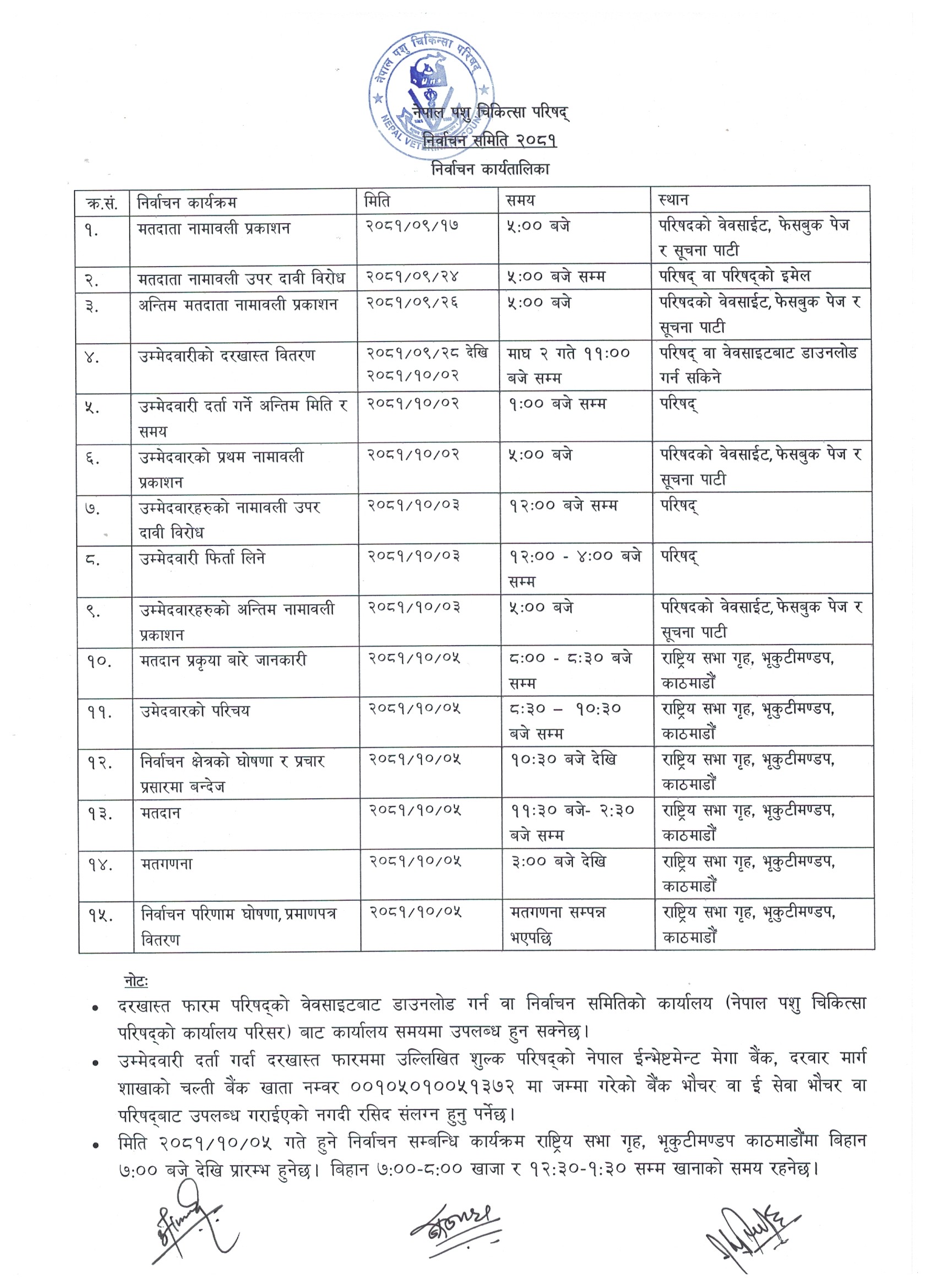 निर्वाचन कार्यतालिका